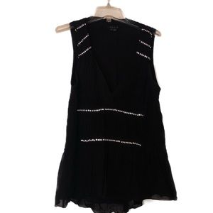 Theory Silk Rhinestone Trim Top
